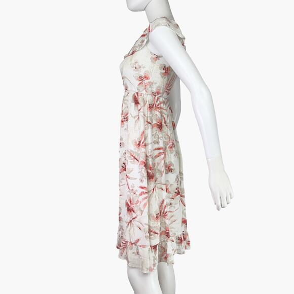 BEAUTEES Floral Flutter Sleeve Cocktail Sundress (Red/Beige/White | Size 10) - Picture 3 of 9